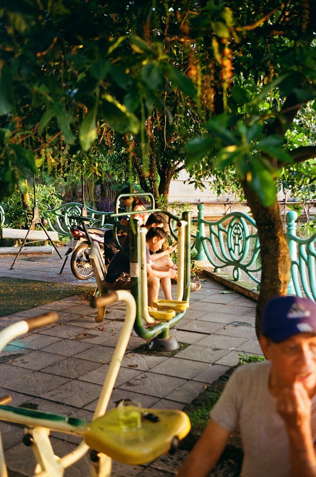 senior exercising in park