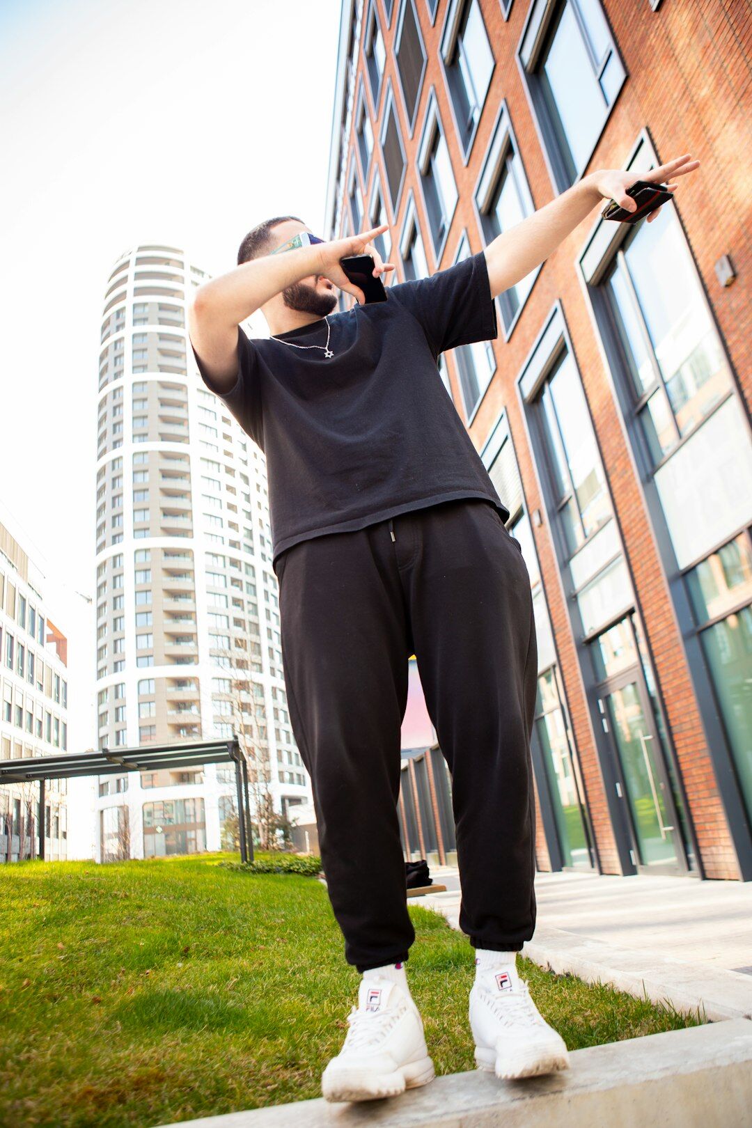 Active senior Slovak woman stretching outdoors in the morning